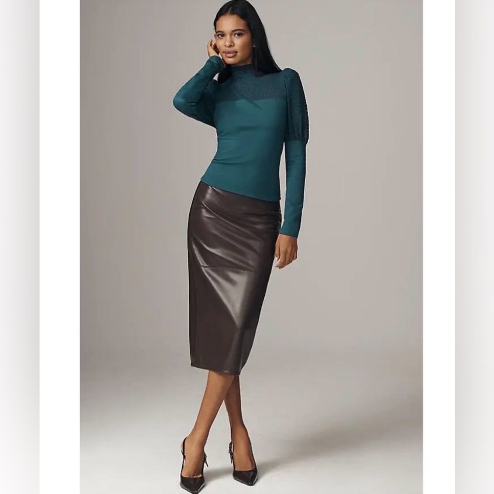 Maeve Teal Textured Puff Sleeve Top - Picture 2 of 16